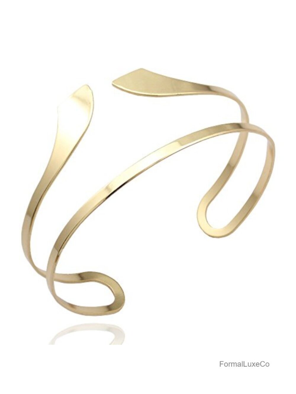 Egyptian Snake Arm Cuff Bracelet - Adjustable Open Cuff, Zinc Metal Gold Tone